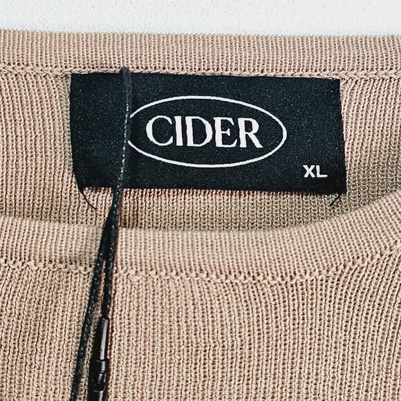 Cider Crop Sweater Women's Size XL Tan Ribbed Knit Stretch Streetwear Minimalist - Picture 4 of 5